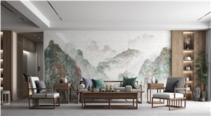 1600*3200MM  GLOSSY SPLENDUD JADE CLOUD PORCELAIN SLAB