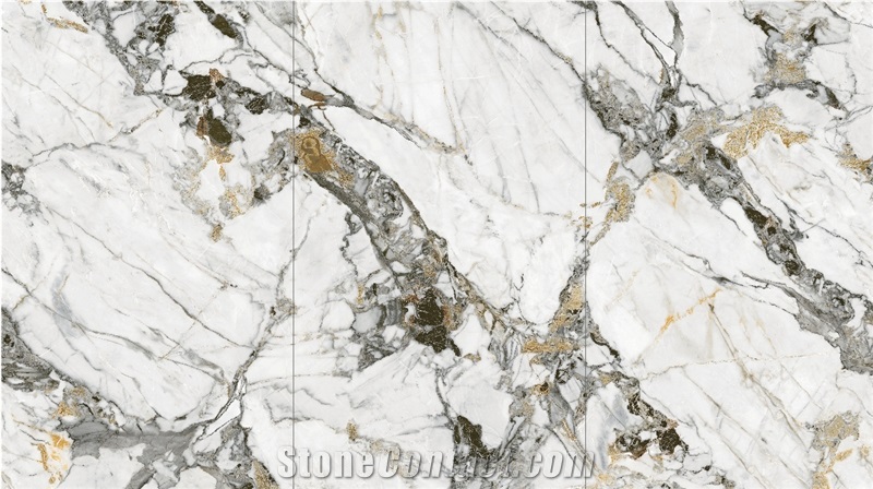 1600*3200MM  GLOSSYGOLD DEWDROP PORCELAIN SLAB