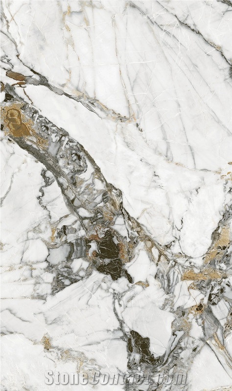 1600*3200MM  GLOSSYGOLD DEWDROP PORCELAIN SLAB