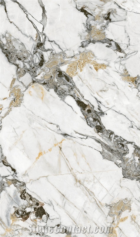 1600*3200MM  GLOSSYGOLD DEWDROP PORCELAIN SLAB