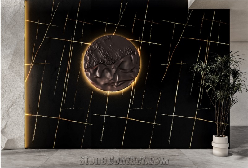 1600*3200MM LAURENT BLACK GOLD MATT SINTERED STONE SLAB