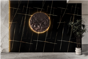 1600*3200MM LAURENT BLACK GOLD MATT SINTERED STONE SLAB