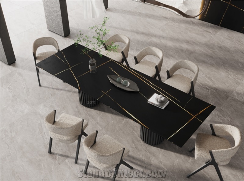 1600*3200MM LAURENT BLACK GOLD MATT SINTERED STONE SLAB