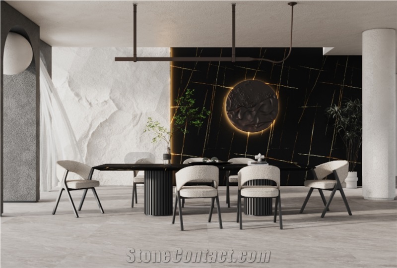 1600*3200MM LAURENT BLACK GOLD MATT SINTERED STONE SLAB
