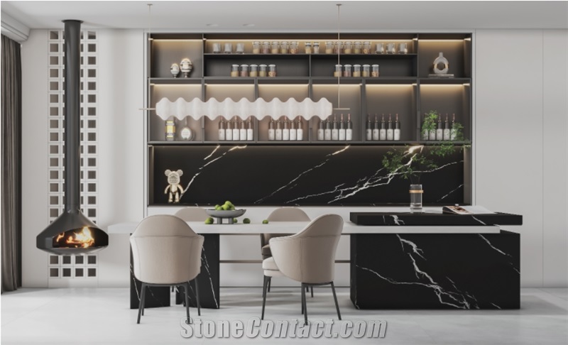 1600*3200MM NEW BLACK MARQUINA MATT PORCELAIN SLAB