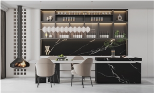 1600*3200MM NEW BLACK MARQUINA MATT PORCELAIN SLAB
