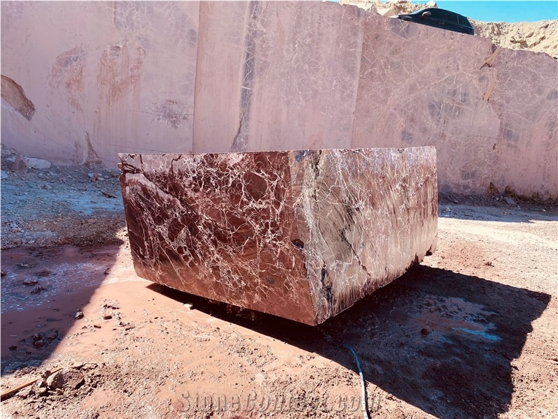 Rosso Levanto Red Marble Blocks, Elazig Visne Marble Blocks