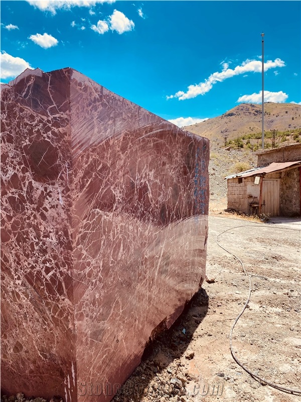 Rosso Levanto Red Marble Blocks, Elazig Visne Marble Blocks