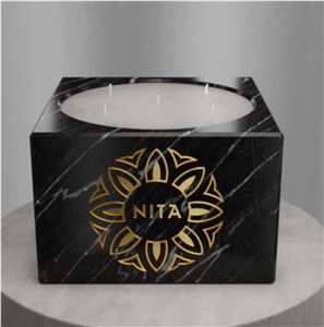 Black Marble Handmade Candle Holder
