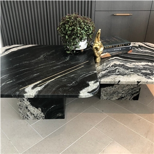 Eclipse Granite With Inlaid Brass Coffee Tables