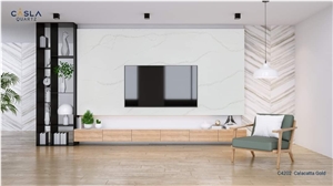 Calacatta Gold Quartz Slabs, Wall Panels