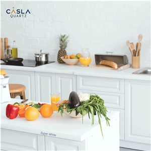 Milky White- Super White Quartz Kitchen Countertop