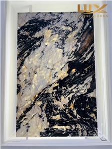 Atacama Black Quartzite Slabs,Brazil Black White Quartzite