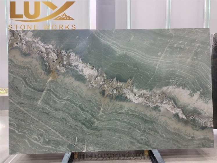 Exotic Green Bramante Maestro Quartzite Slabs  & Background