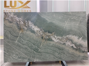 Exotic Green Bramante Maestro Quartzite Slabs  & Background