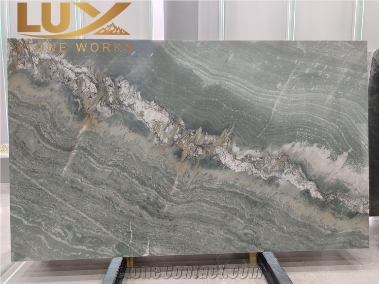 Exotic Green Bramante Maestro Quartzite Slabs  & Background