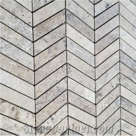 Chevron Latte Travertine Mosaic