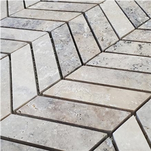 Chevron Latte Travertine Mosaic