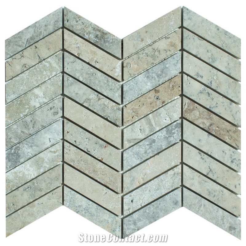 Chevron Latte Travertine Mosaic