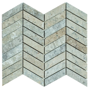 Chevron Latte Travertine Mosaic