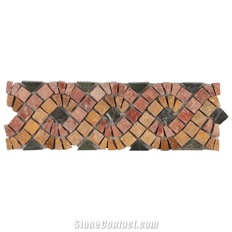 Travertine And Marble Mix Mosaic Border Collection