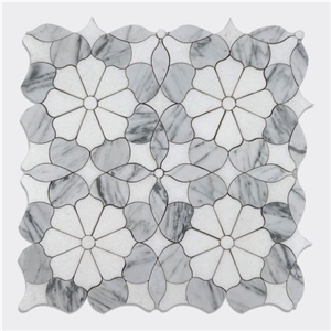 FLOWER 12″ X 12″ Unique Marble Waterjet Mosaics