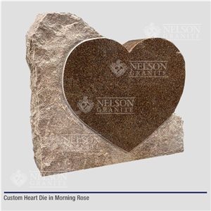 Custom Heart Die Morning Rose Gravestone