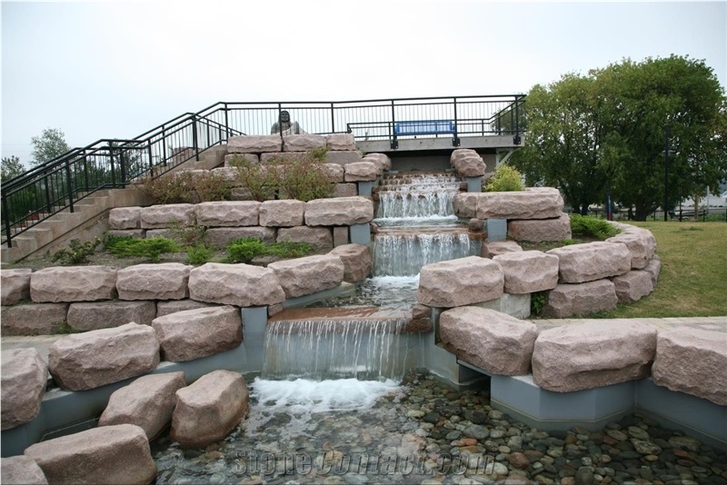 Morning Rose Granite Nipigon Fountain, Water Feature