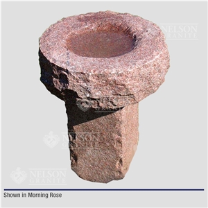 Morning Rose- Vermillion Pink Granite Lakeview Birdbath