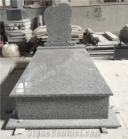 Granite Grey Heart Tombstone Monument, G603  Granite