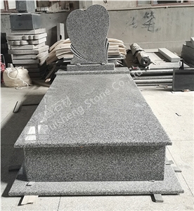 Granite Grey Heart Tombstone Monument, G603  Granite