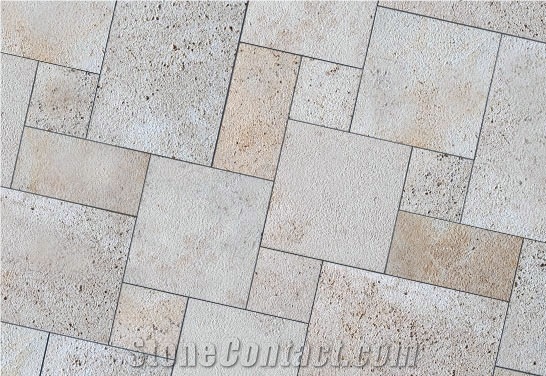 French Pattern Travertine Bush Hammered
