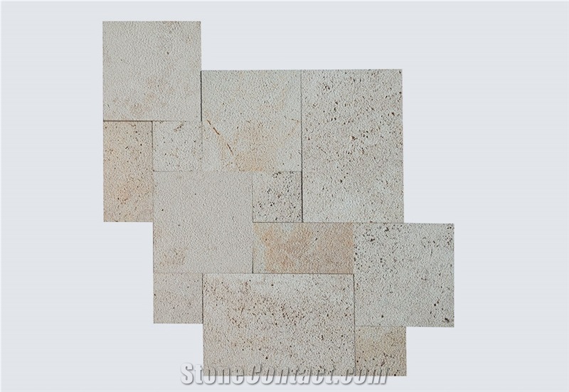 French Pattern Travertine Bush Hammered