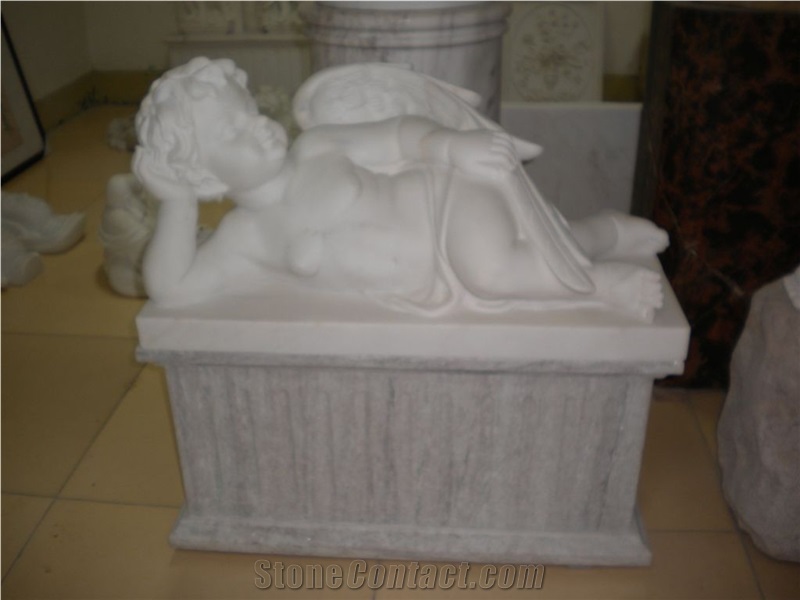 Chinese White Marble Angel Headstones For Babies