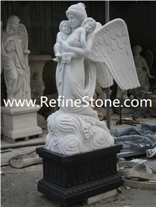 European Style Marble + Granite Statue Gravestone Carving