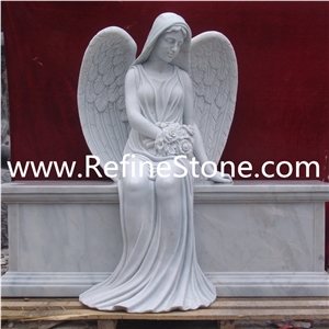 European Style Marble + Granite Statue Gravestone Carving