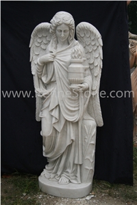 European Style Marble + Granite Statue Gravestone Carving