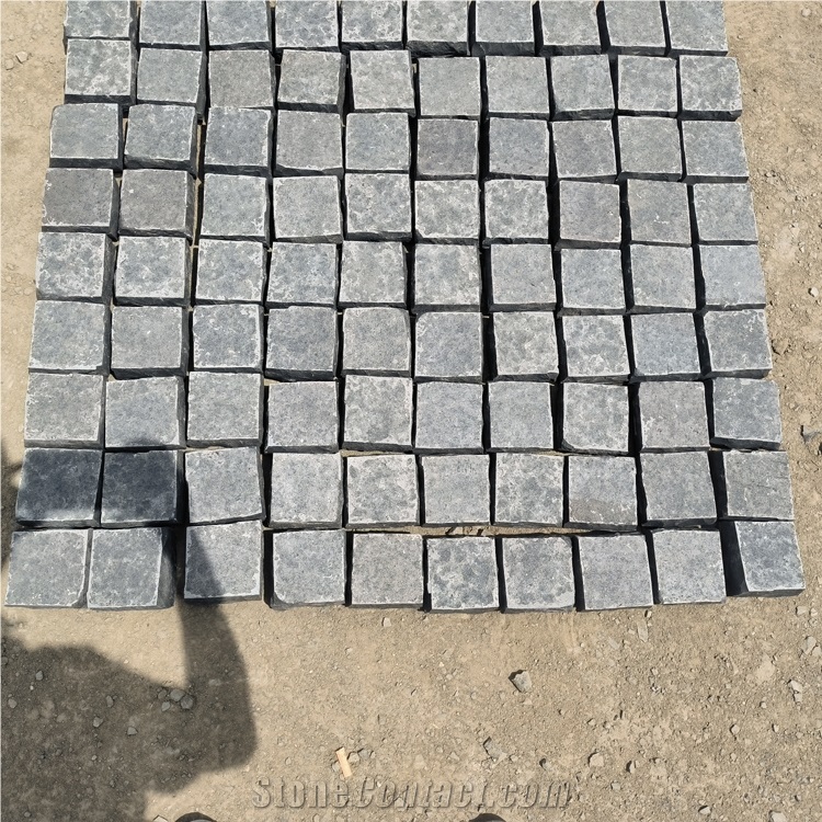 Landscape  Square Mongolia Black Granite Cube Garden Stone