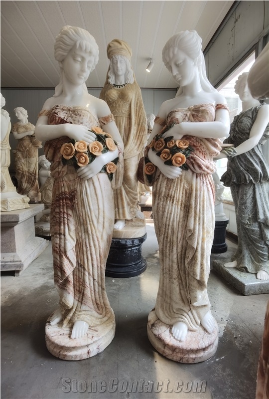 Life Size Natural Stone White Marble Statues Of Naked Women