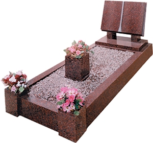 Red Granite Carving Rose Book Headstone