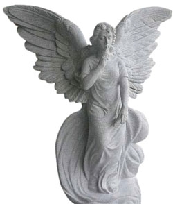 Wholesale White Marble Garden Statue Winged Angel Figurine