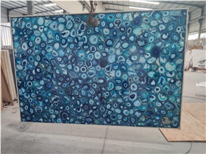 Blue Gemstone Slab Semiprecious Stone Slab Tiles Wall Panel