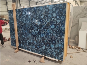 Blue Gemstone Slab Semiprecious Stone Slab Tiles Wall Panel