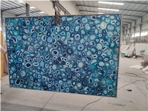 Blue Gemstone Slab Semiprecious Stone Slab Tiles Wall Panel