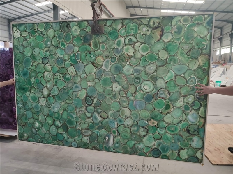 Green Gemstone Slab Semiprecious Stone Slab Tiles Wall Panel
