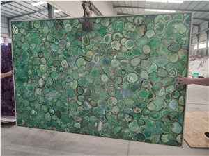 Green Gemstone Slab Semiprecious Stone Slab Tiles Wall Panel
