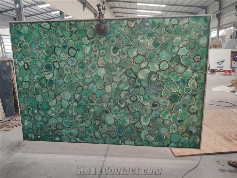 Green Gemstone Slab Semiprecious Stone Slab Tiles Wall Panel