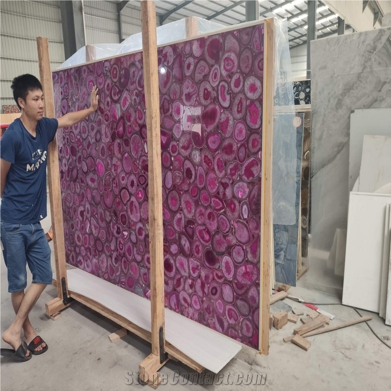 Pink Gemstone Slab Agate Stone Semi Precious Stone