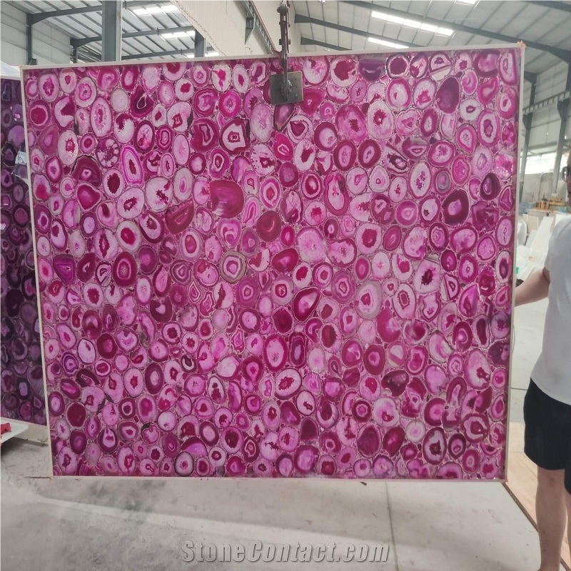Pink Gemstone Slab Agate Stone Semi Precious Stone
