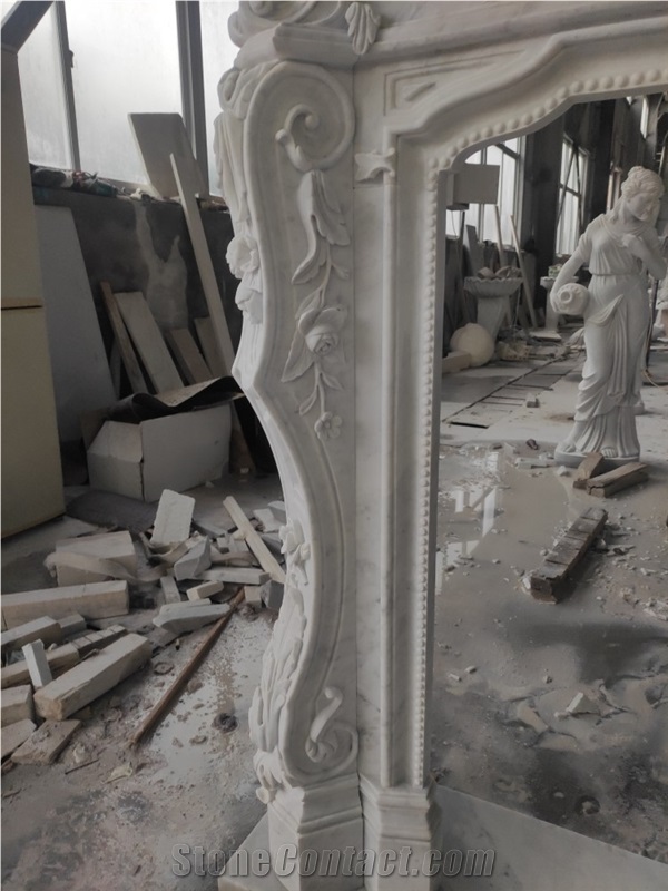 Carrara White Marble Fireplace